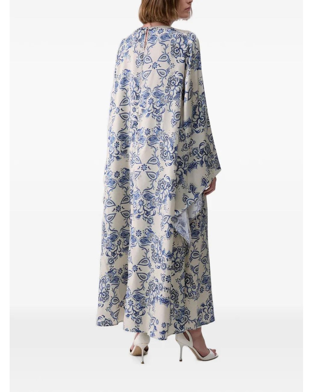 Liu Jo White Scarf-Print Kimono-Sleeve Maxi Dress