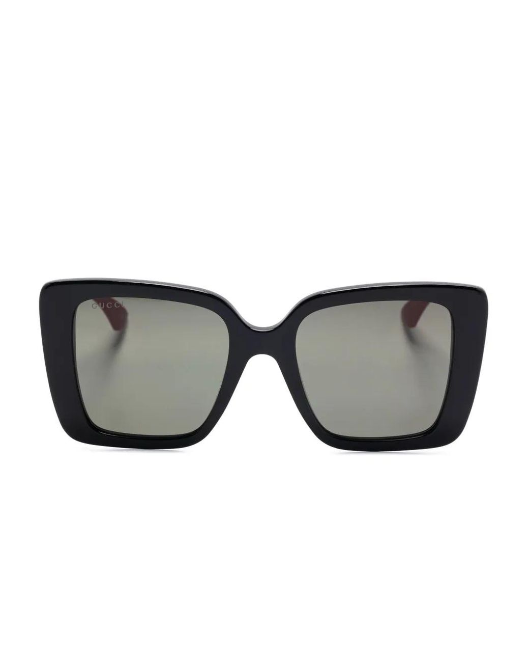 Gucci Black Web-Stripe Square-Frame Sunglasses