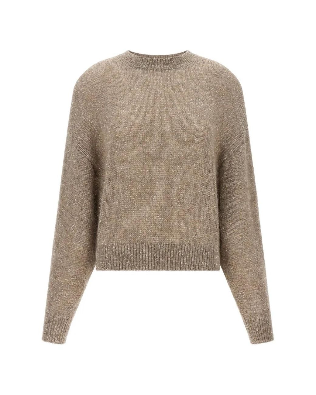 Brunello Cucinelli Natural Diamante Sequin-Embellished Sweater