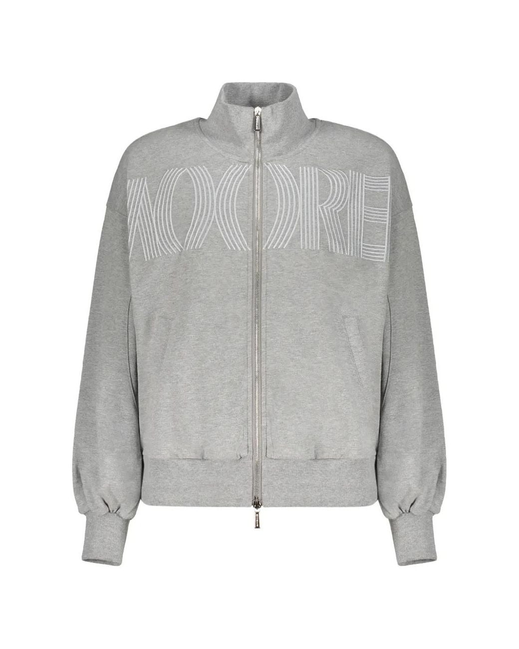 Moorer Gray Zip-Up Logo-Embroidered Sweatshirt