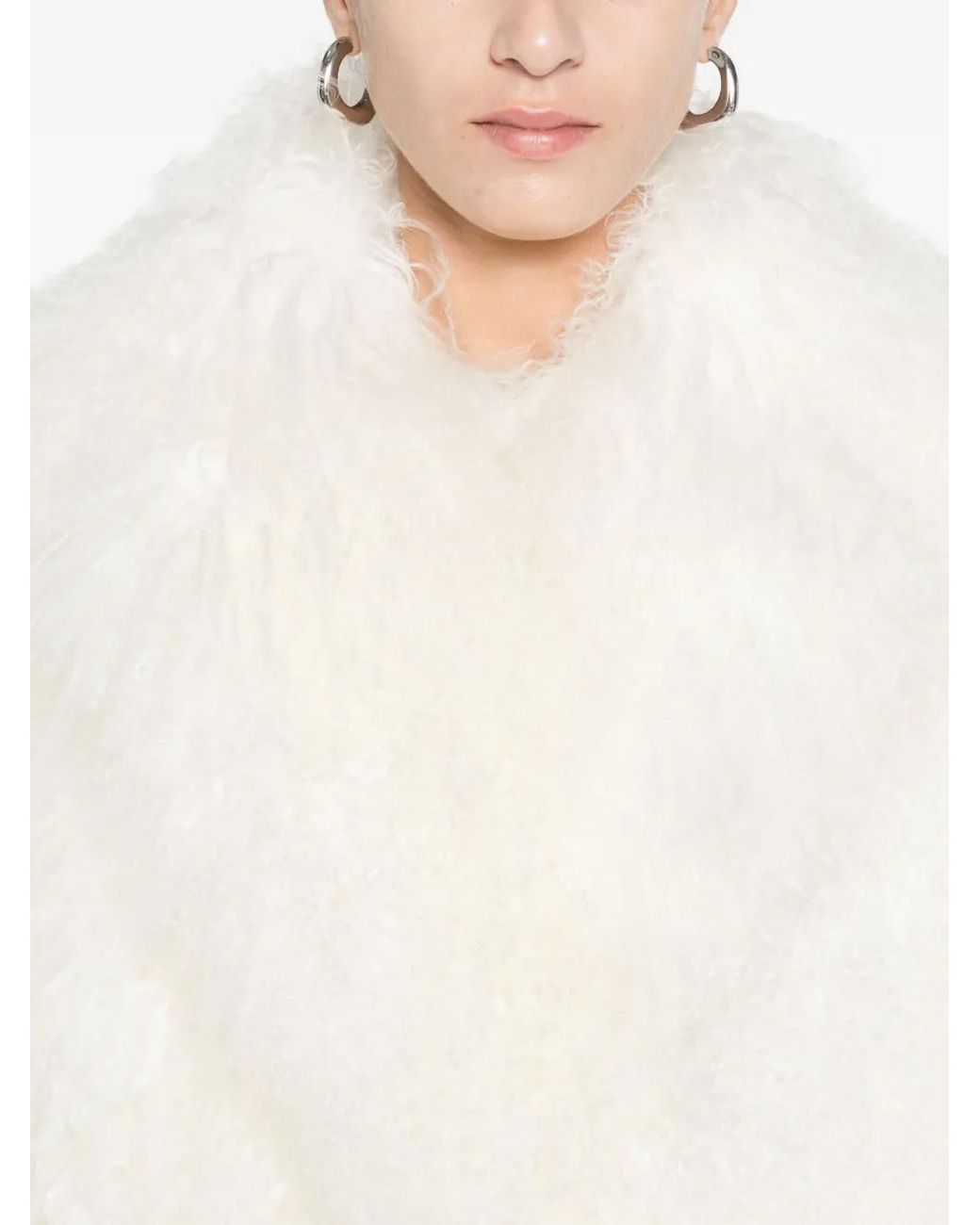 P.A.R.O.S.H. White Lamb-Fur Jacket