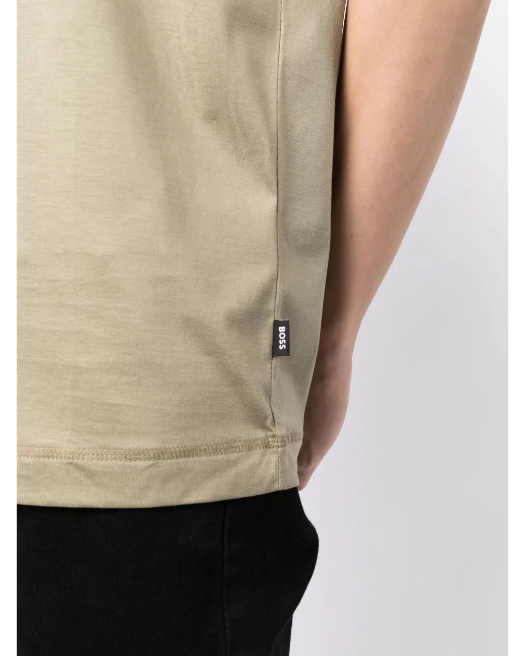 Boss Natural Logo-Tag Cotton-Lyocell Blend T-Shirt for men