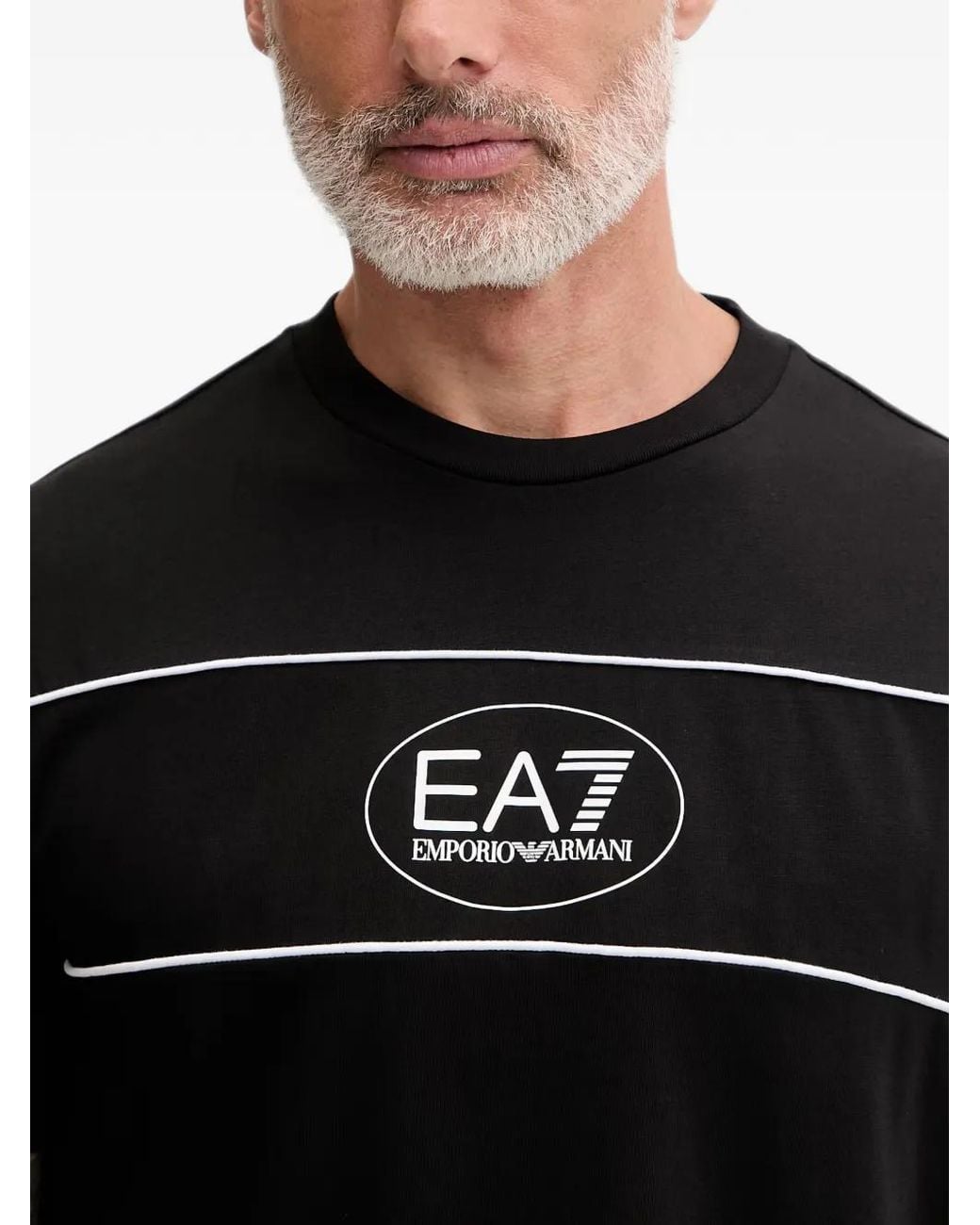 EA7 Black Logo-Print T-Shirt for men