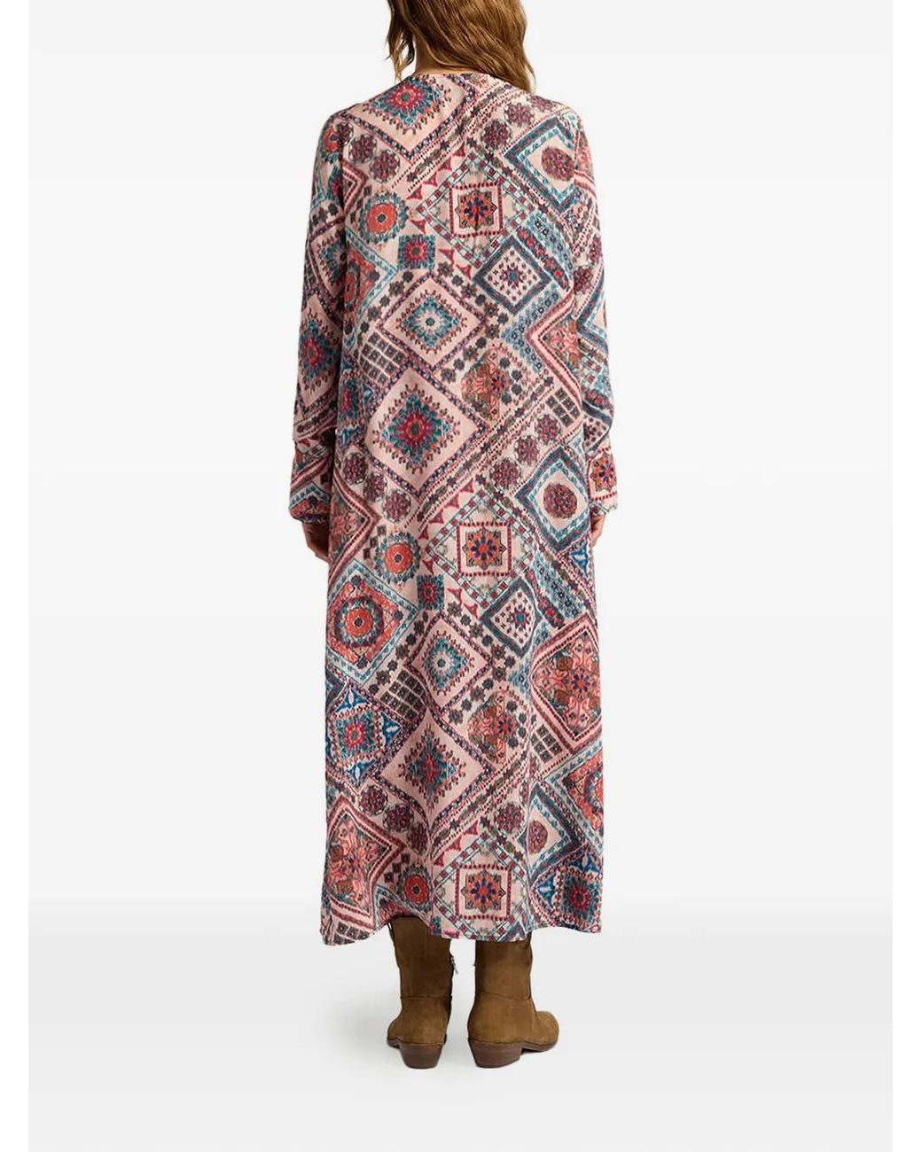 Momoní White Chaco Printed V-Neck Dress