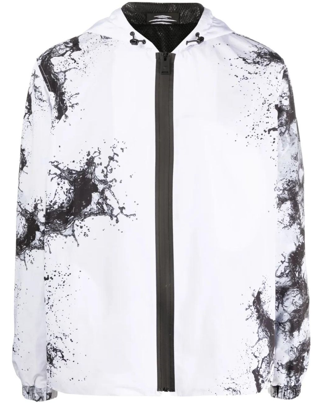 Philipp Plein White Splash-Print Hooded Jacket for men