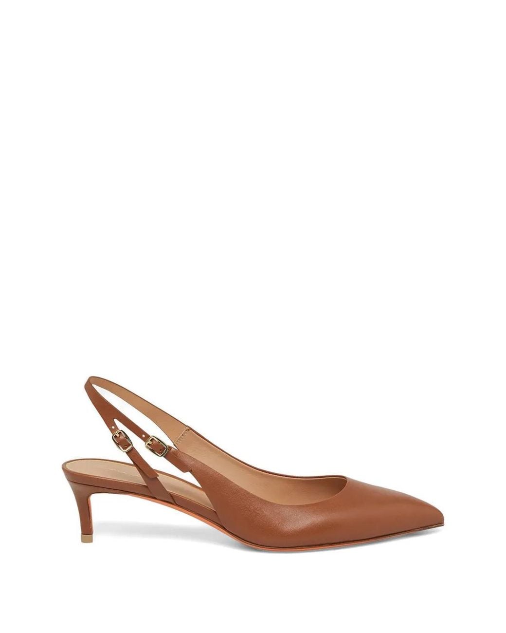 Santoni Brown Audrey Pointed-Toe Slingback Pumps