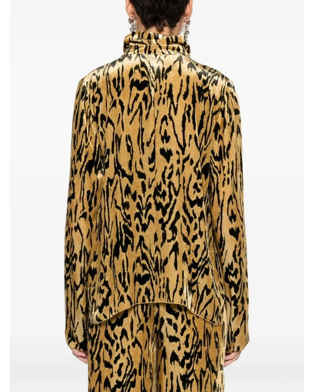 Forte_forte Metallic Mock-Neck Animal-Print T-Shirt