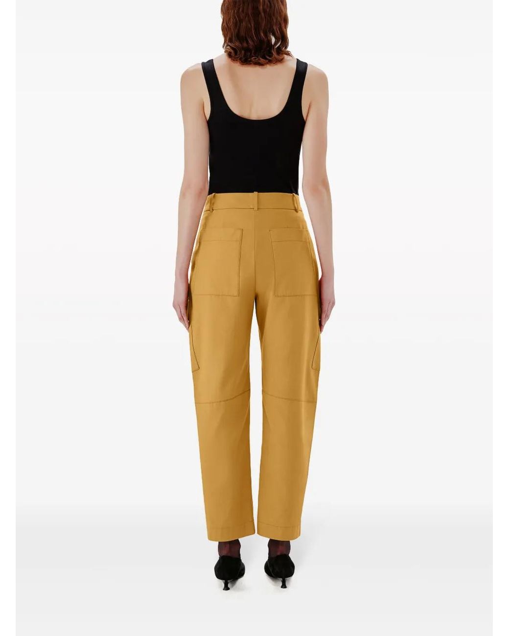 Another Tomorrow Yellow Curved Cargo Trousers