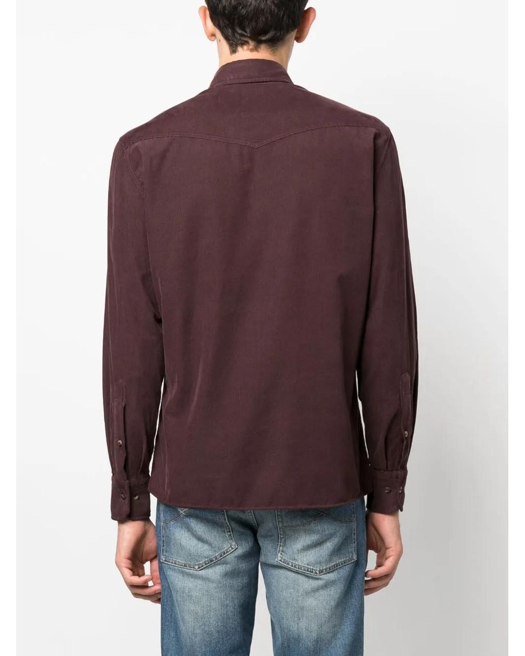 Brunello Cucinelli Purple Button-Up Cotton Shirt for men