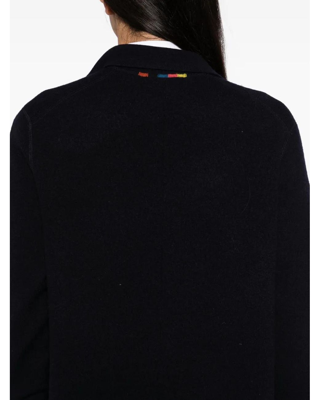 Paul Smith Black Merino Wool Knitted Cardigan Blazer for men