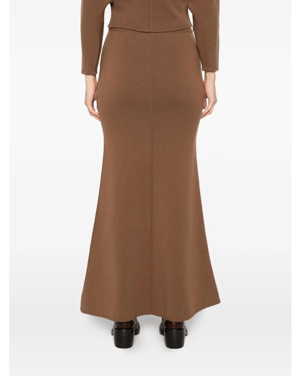 Max Mara Brown Raised-Seam Knitted Skirt