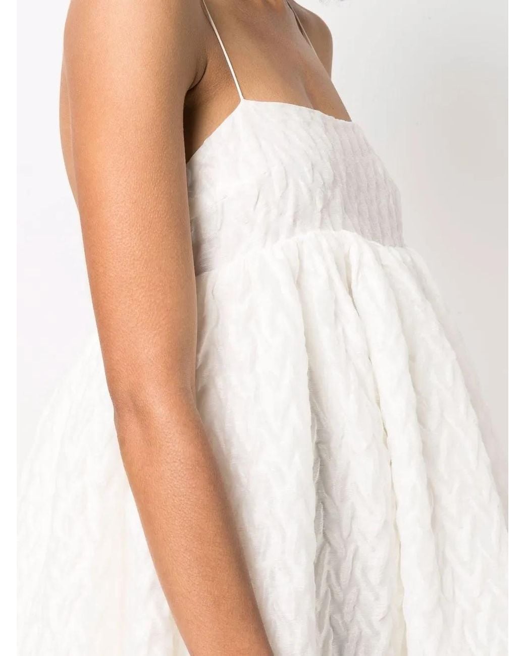 CECILIE BAHNSEN White Beth Plissé Empire-Line Dress