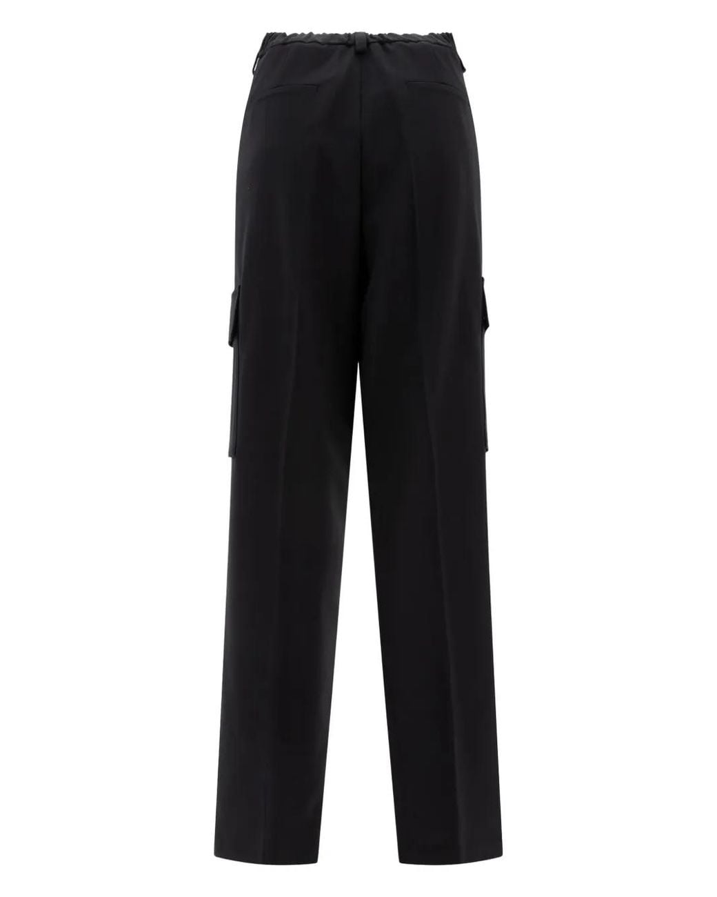 Herno Black Wool Blend Cargo Trousers