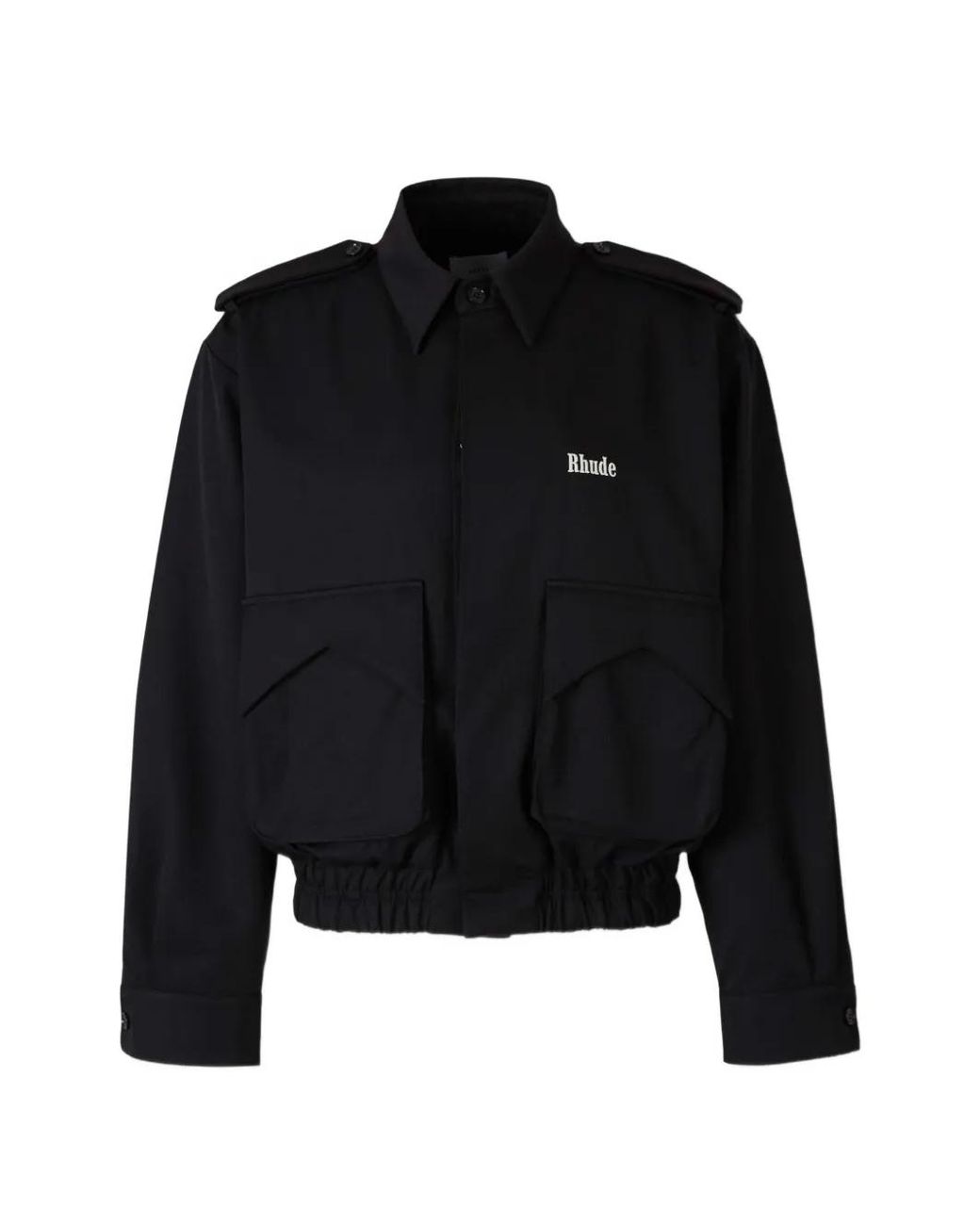 Rhude Black Logo-Embroidered Wool Jacket for men