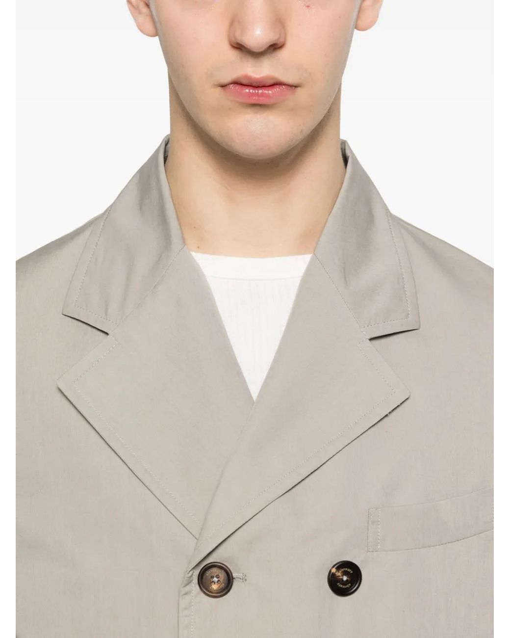 Eleventy White Double-Breasted Peacoat for men