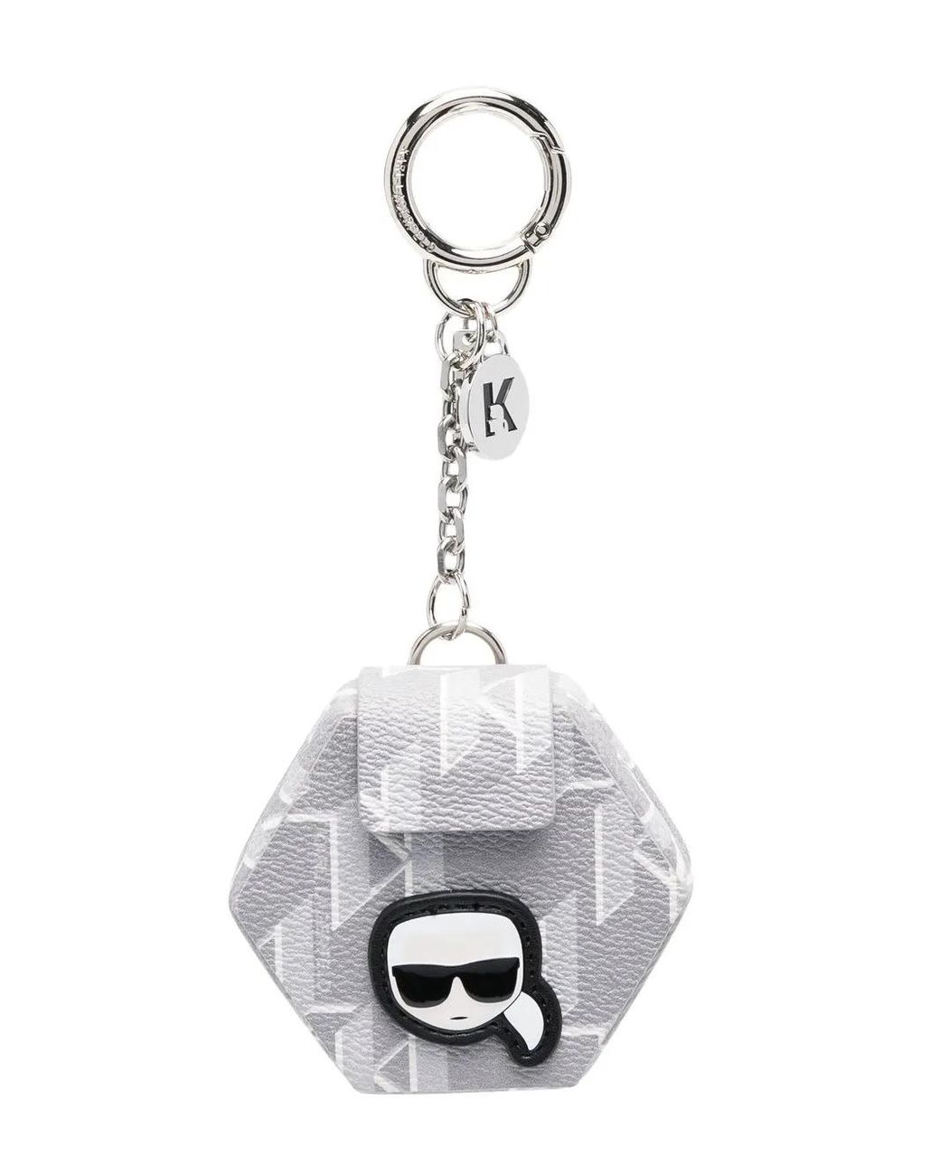 Karl Lagerfeld White K/Ikonik Mini Pocket Keychain
