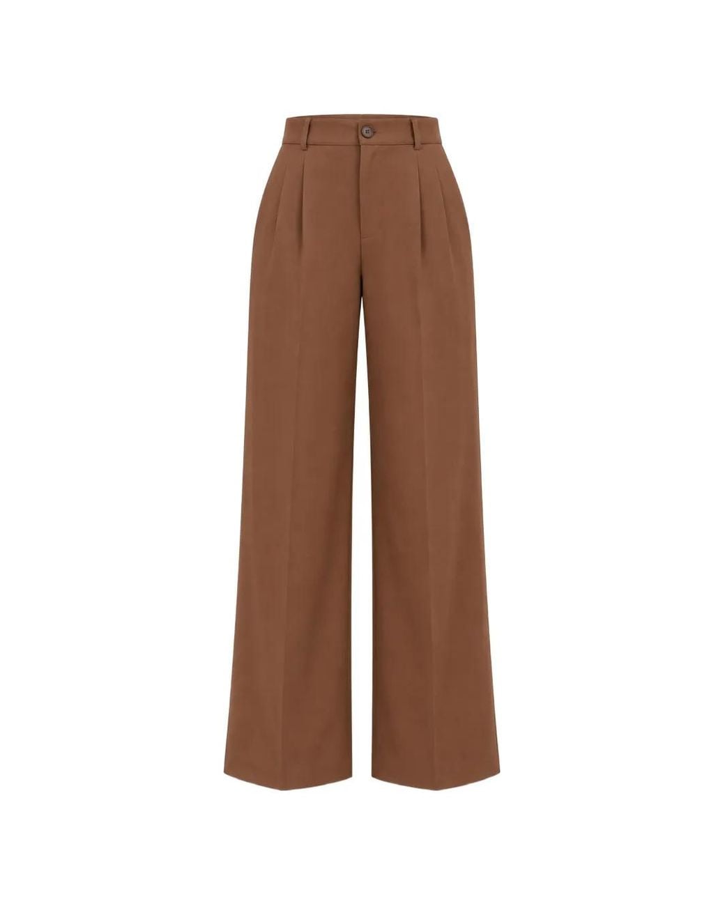 Max Mara Brown Pleated Wide-Leg Trousers