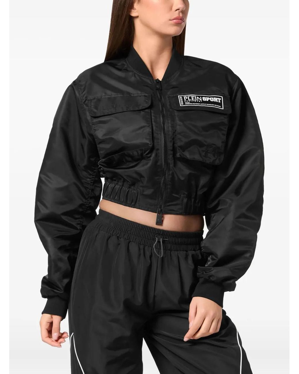 Philipp Plein Black Cropped Bomber Jacket