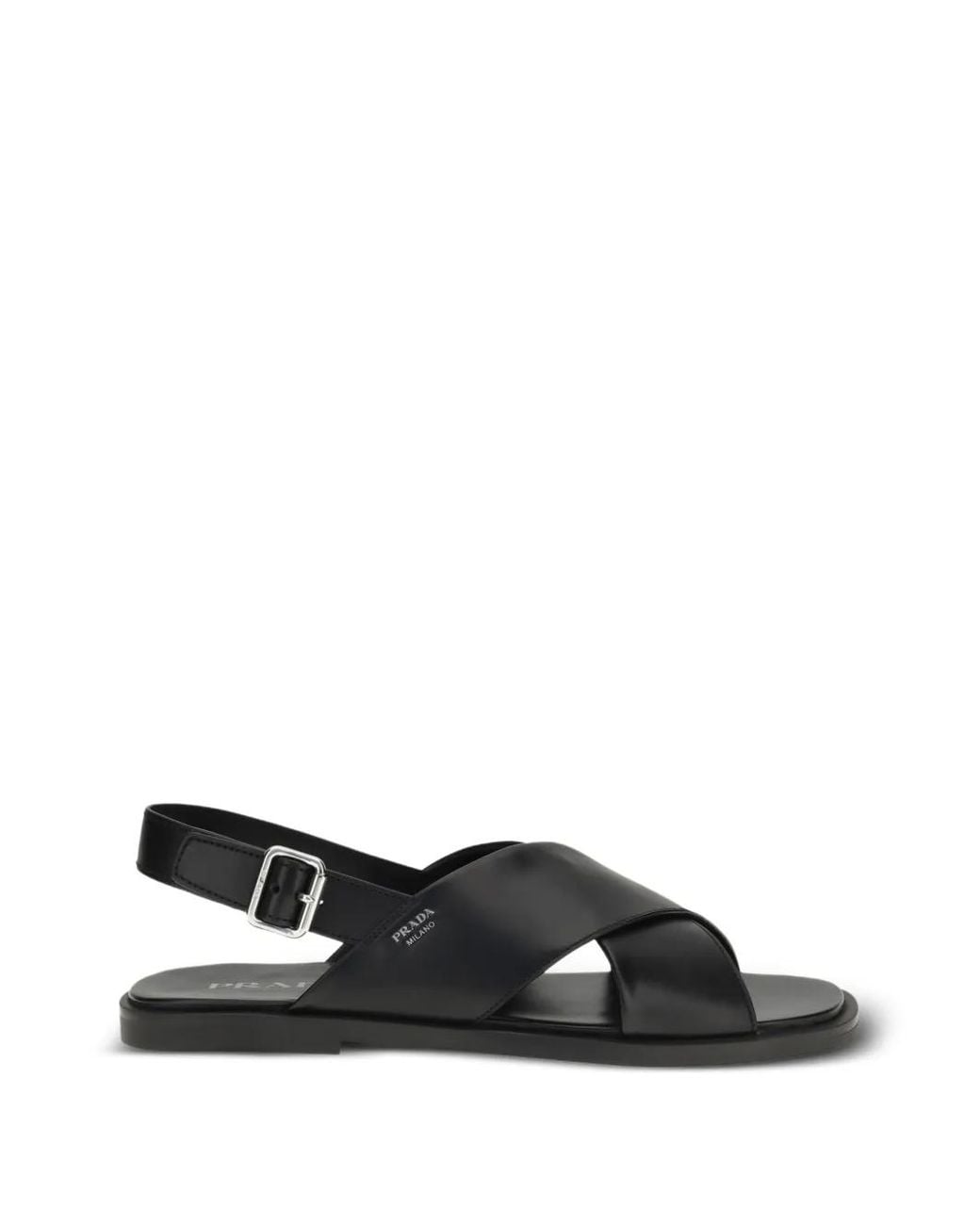 Prada Black Saffiano Criss-Cross Sandals for men