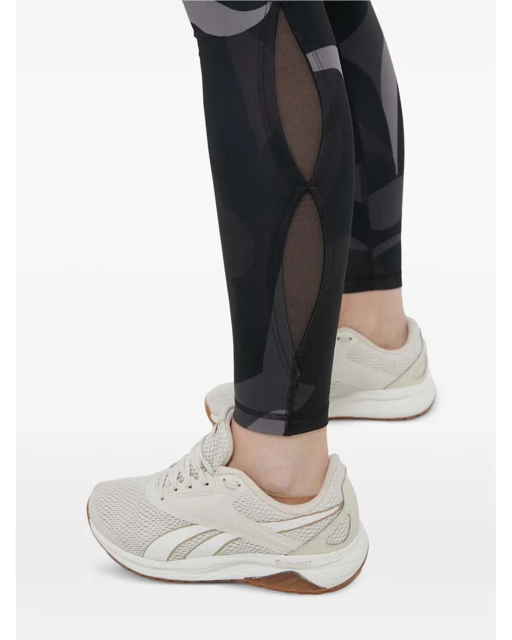 PUMA Black Abstract-Print Mesh-Panel Leggings