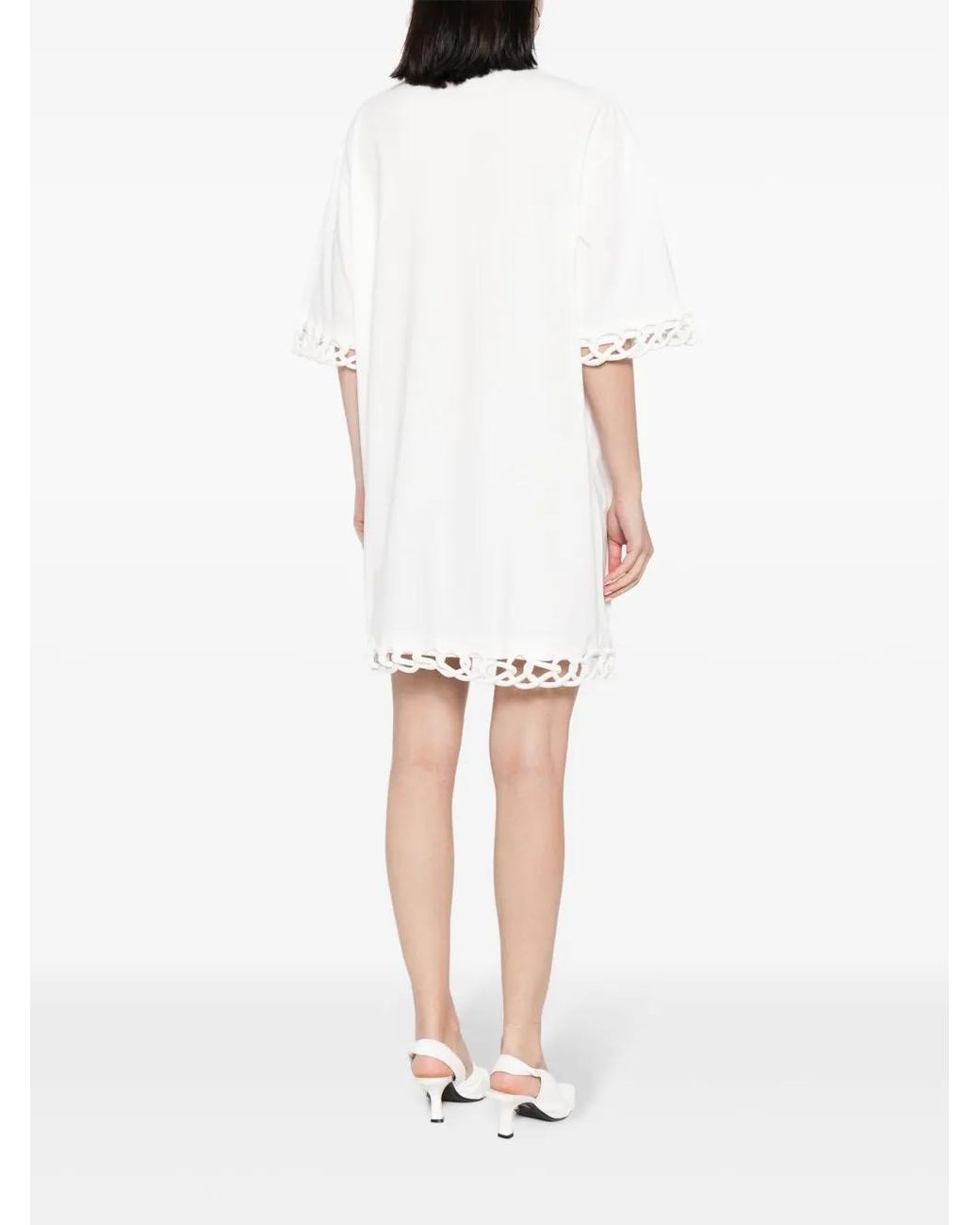 JNBY White Perforated-Detailing Cotton Dress