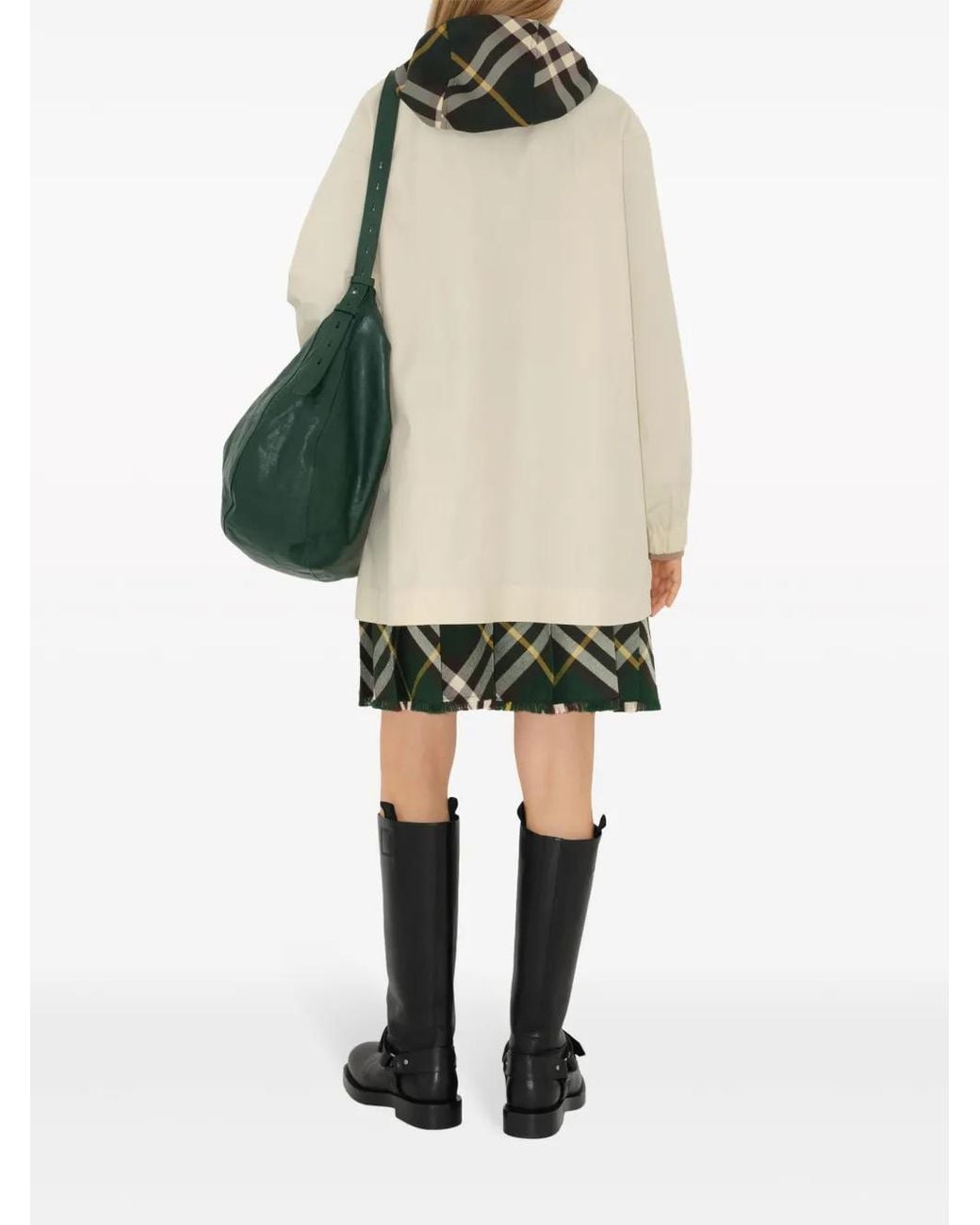 Burberry Natural Checkered Hood Cotton Parka