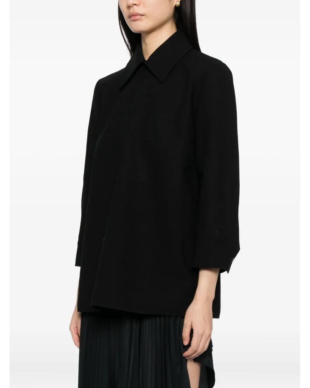 Jil Sander Black Wool Collared Top