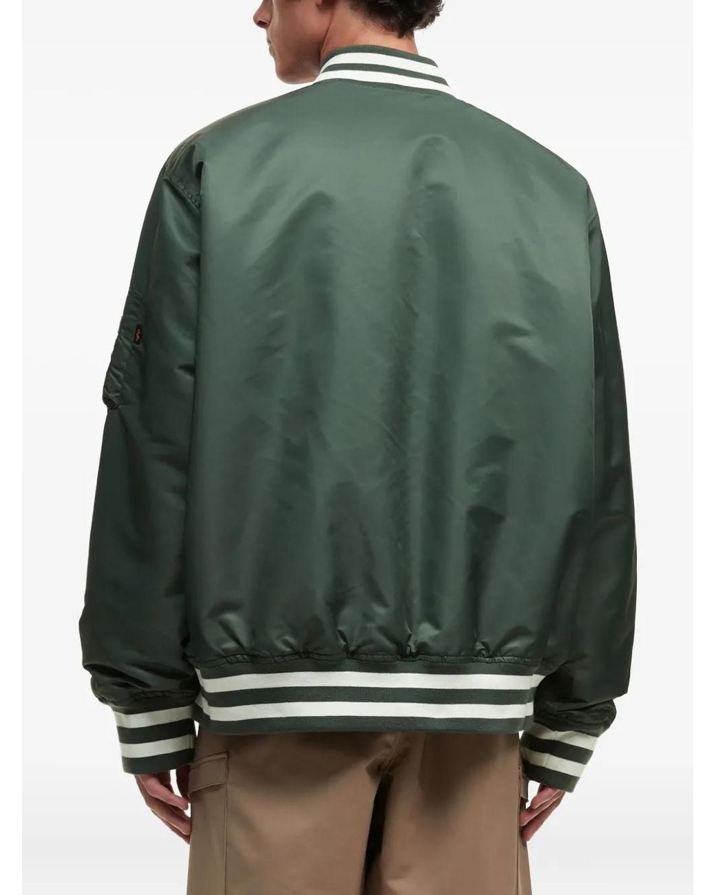 Alpha Industries Green Tiger-Patch Bomber Jacket for men