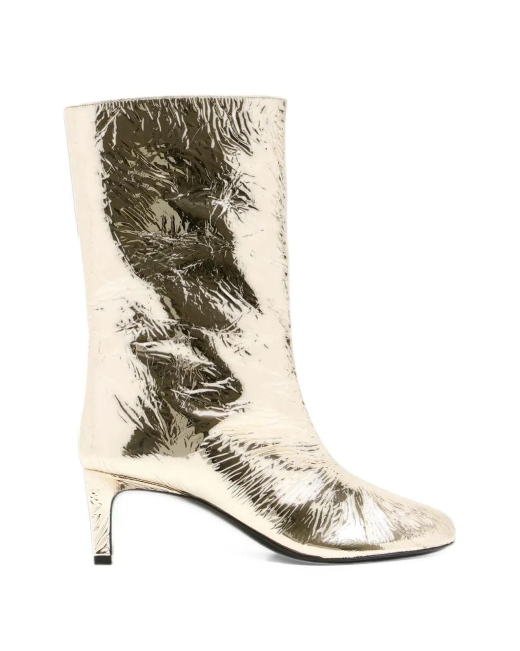 Plan C White Crinkled-Finish Boots