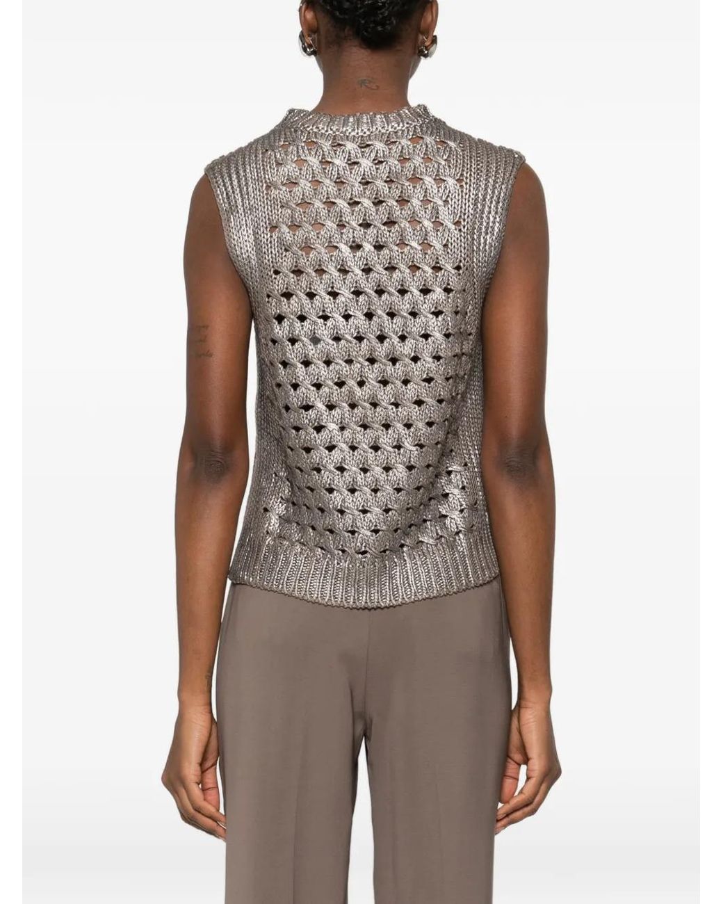 Peserico Gray Cut-Out Vest
