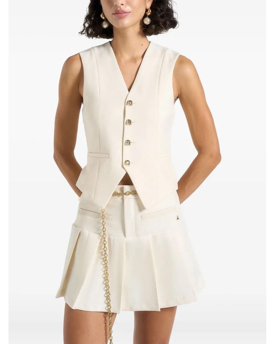 Manière De Voir White Christine Tailored Cinch Waistcoat