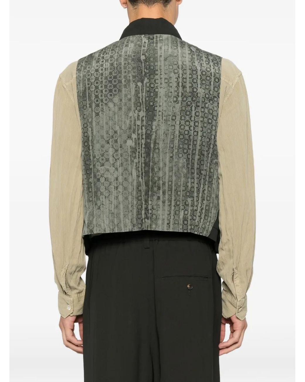 Ziggy Chen Black Patterned-Back Waistcoat for men