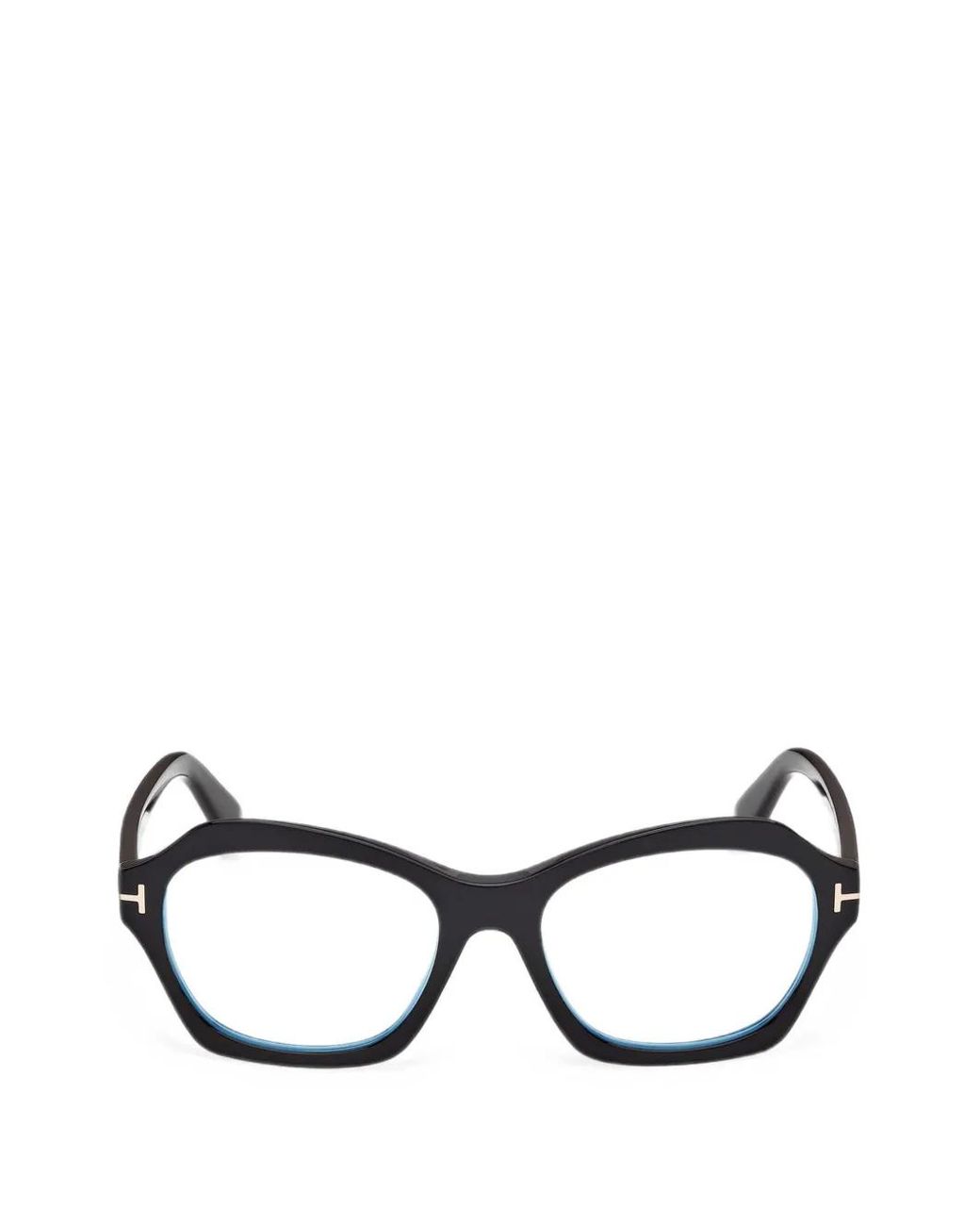 Tom Ford Black Tortoiseshell-Effect Geometric-Frame Glasses