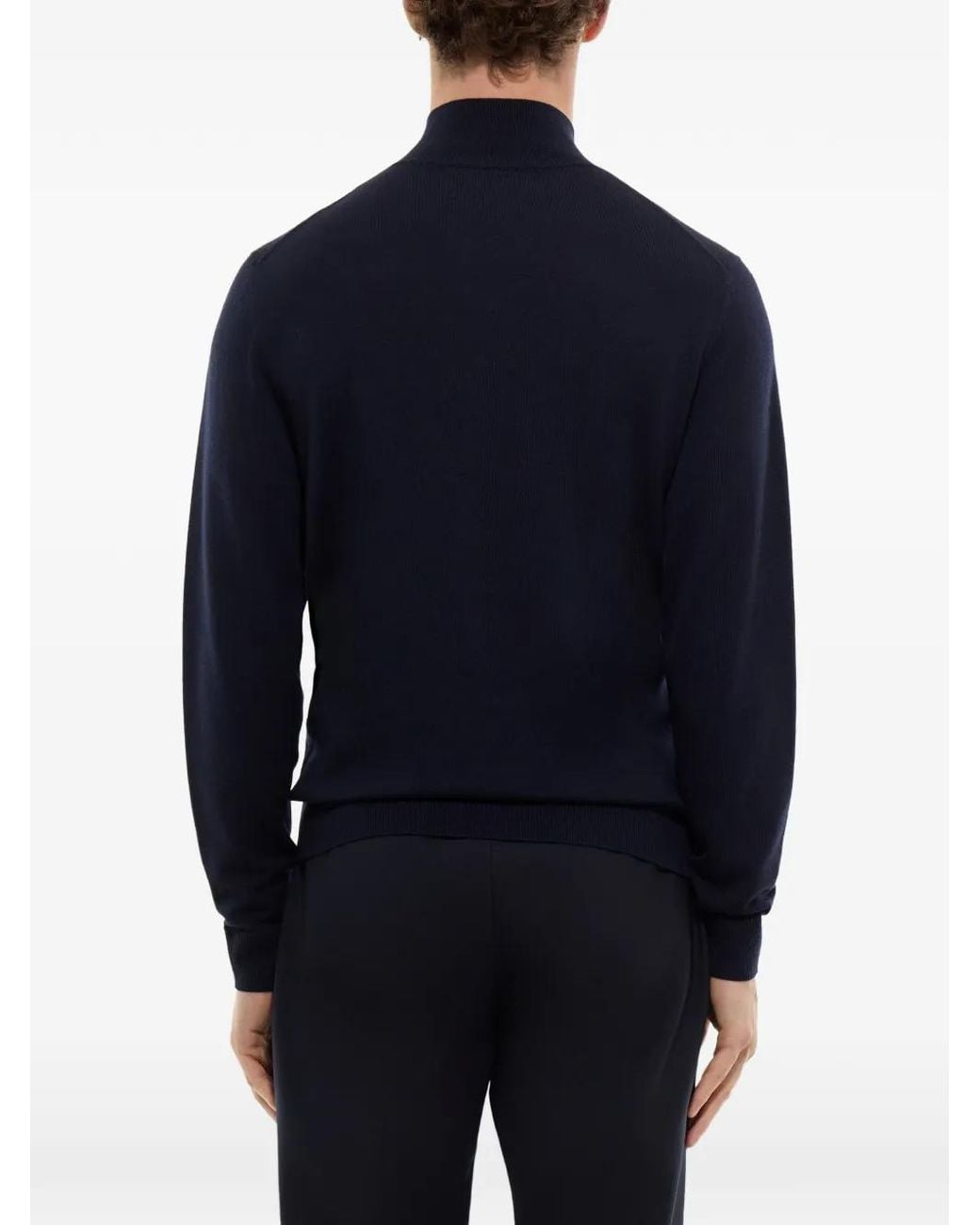 Fursac Blue Wool Zip-Up Sweater for men