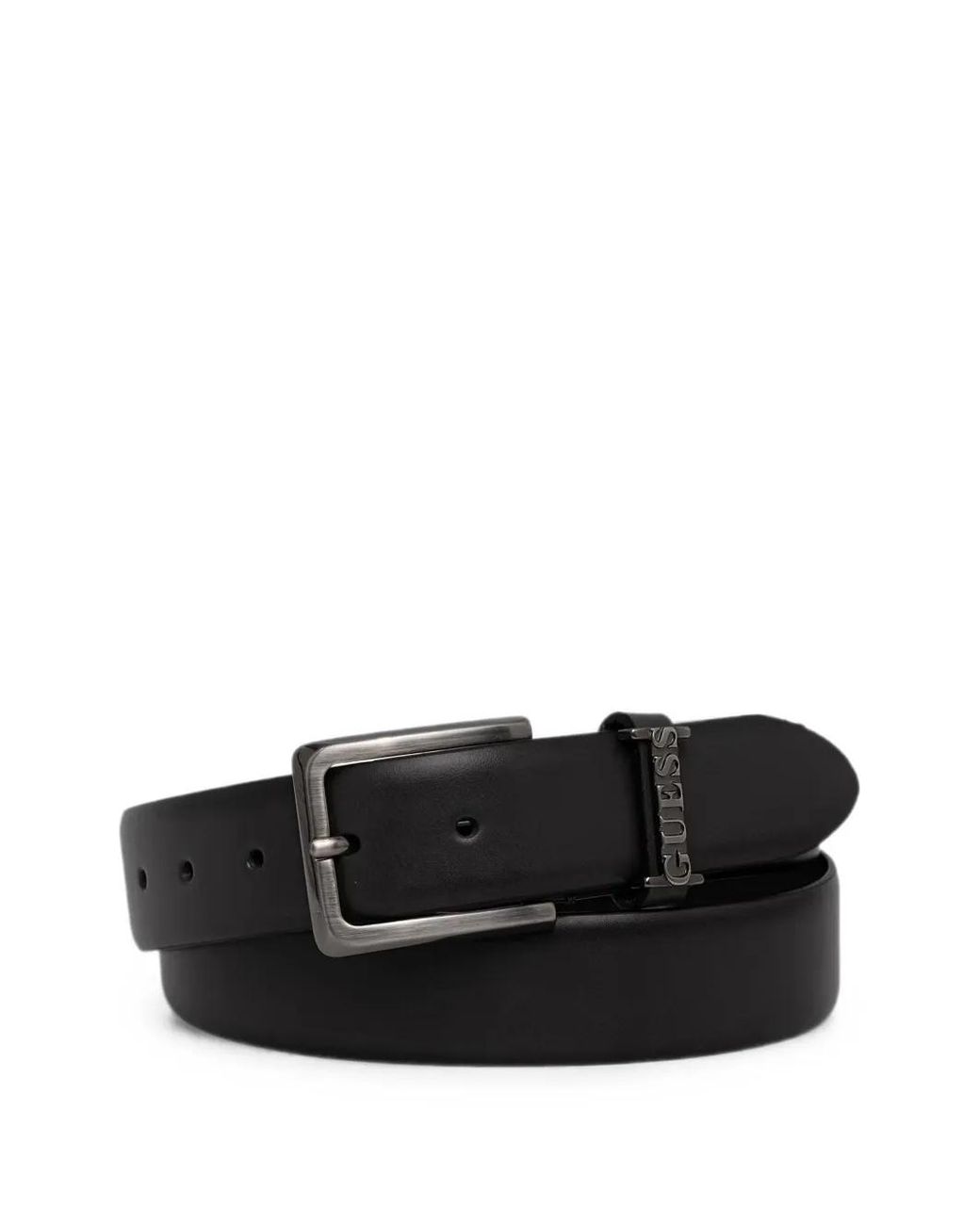 Guess Black Logo-Plaque Buckle Belt for men