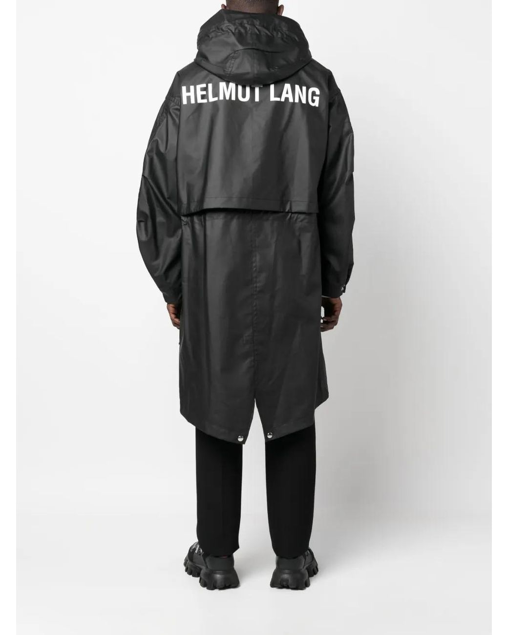 Helmut Lang Black Logo-Print Drawstring Parka for men