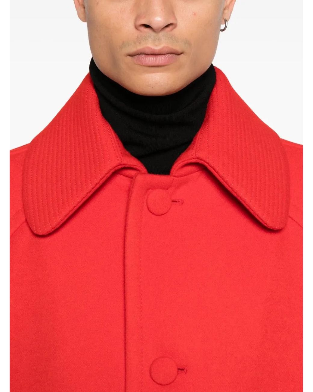 Valentino Garavani Red Wool Single-Breasted Coat for men