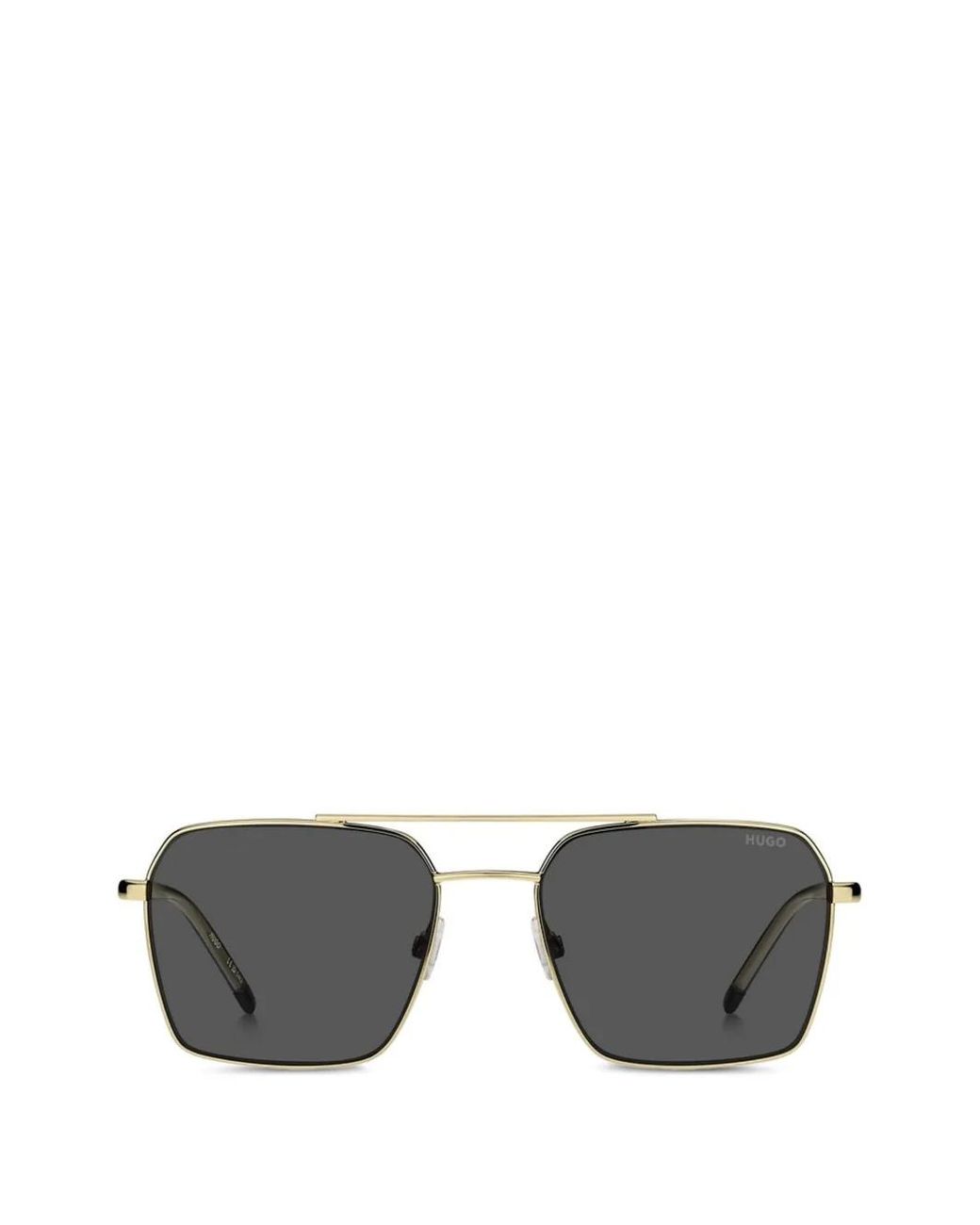Boss Gray Double-Bridge Geometric-Frame Sunglasses for men