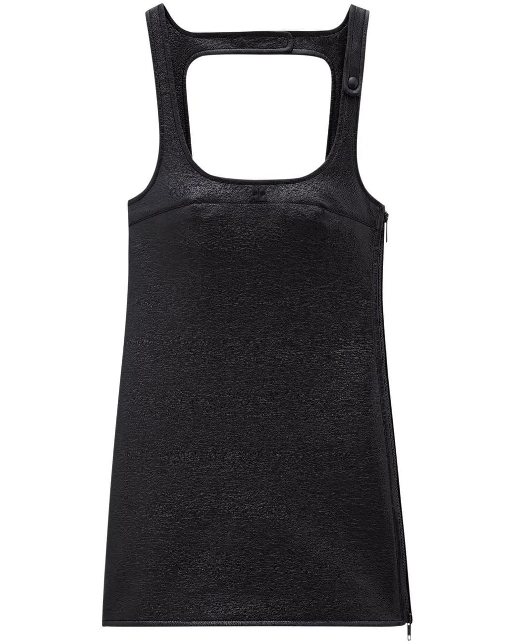 Courreges Black Reedition Vinyl Mini Dress
