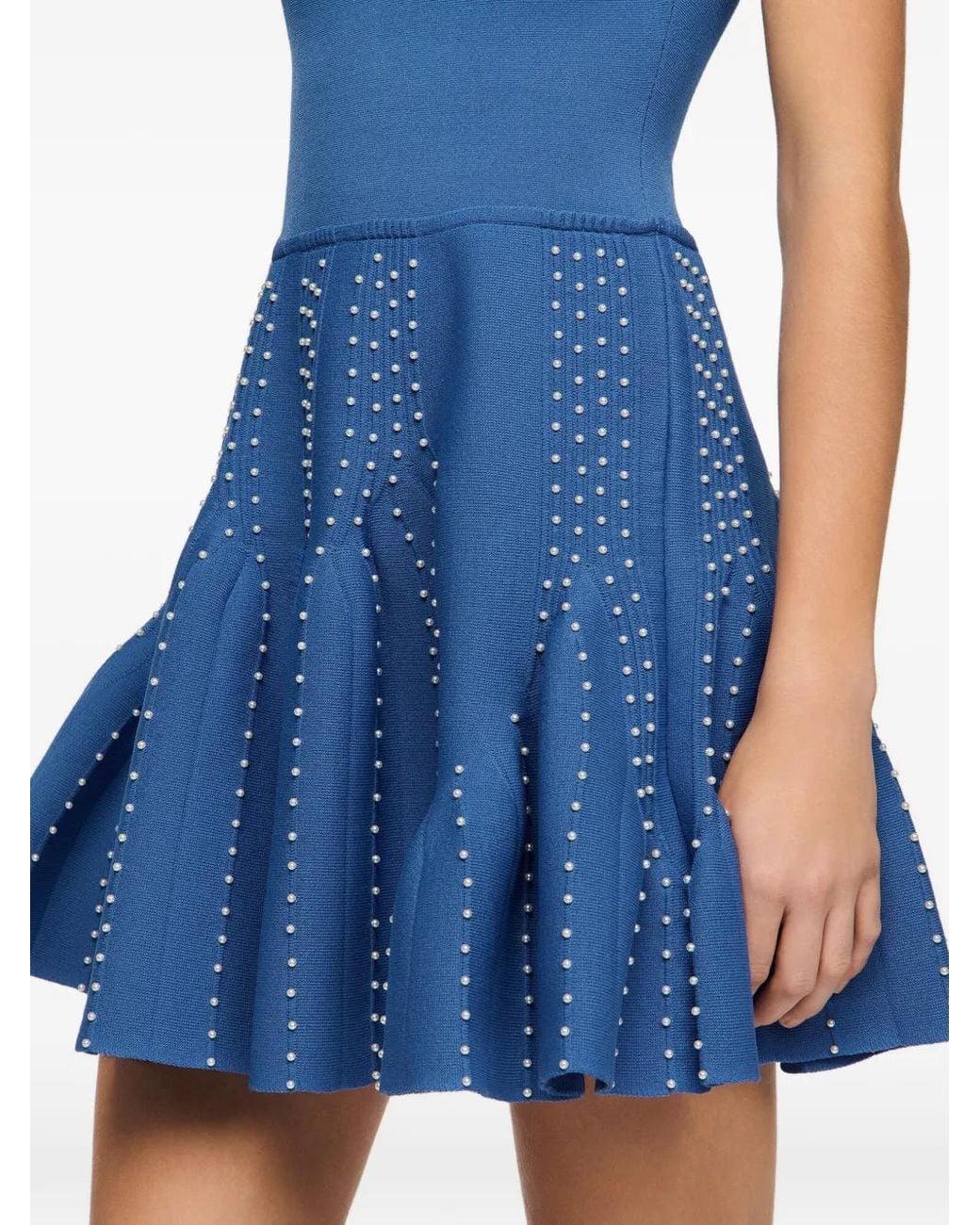 Sandro Blue Beaded Knit Mini Dress