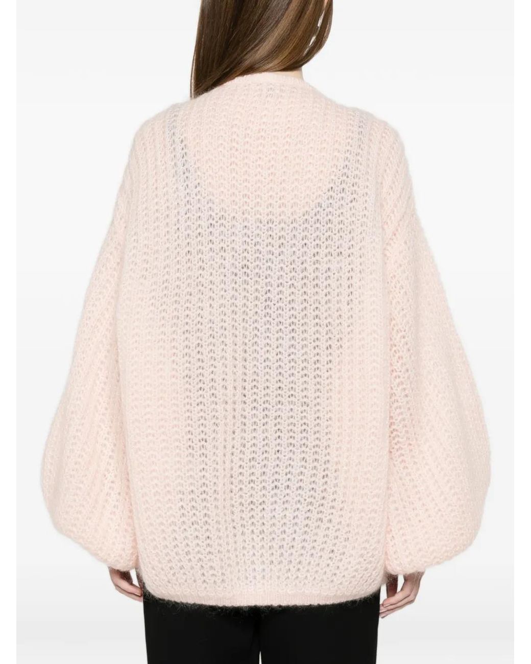 Totême Pink Wool Puffed Cardigan