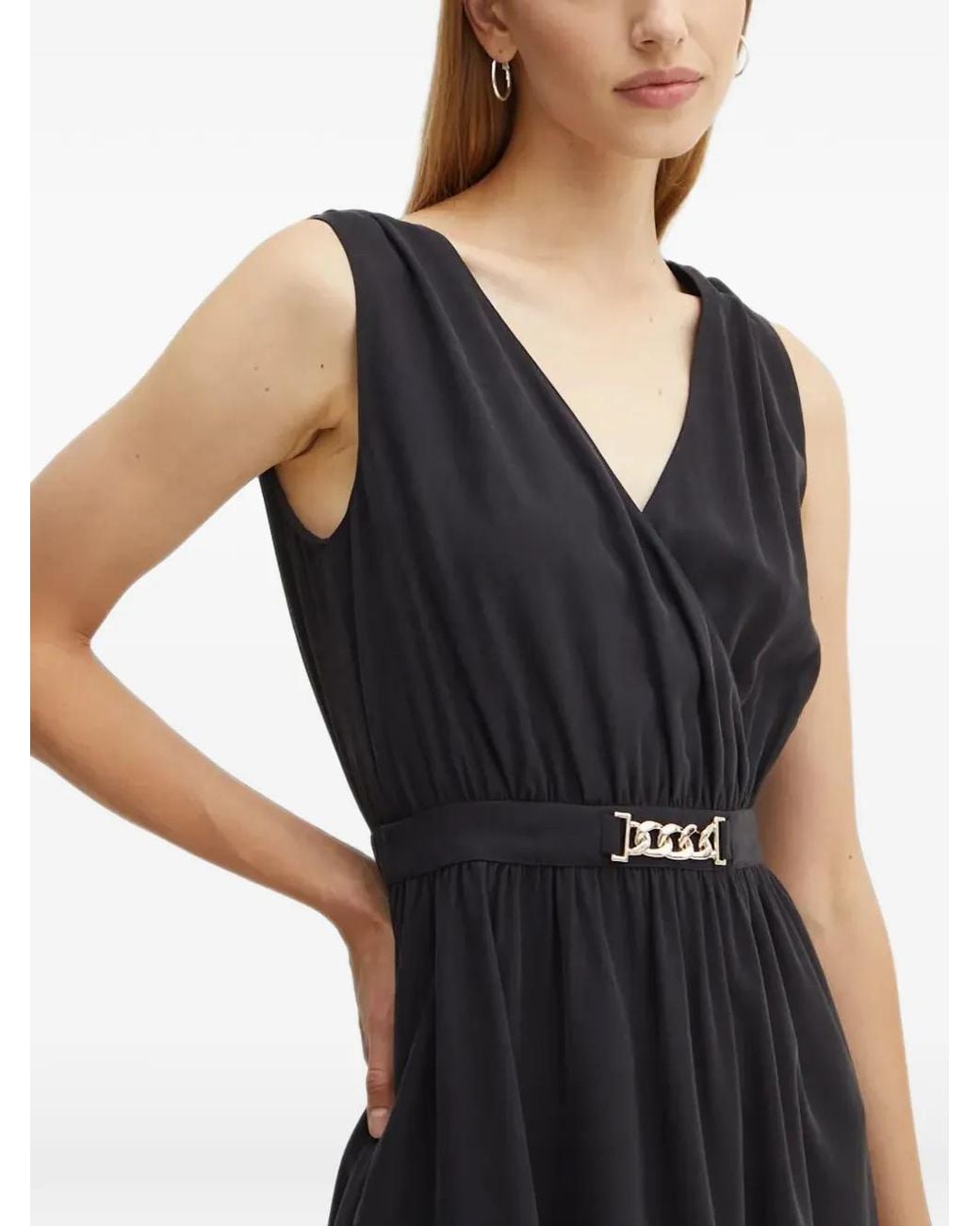 Morgan Black Belted Wrap-Style Mini Dress