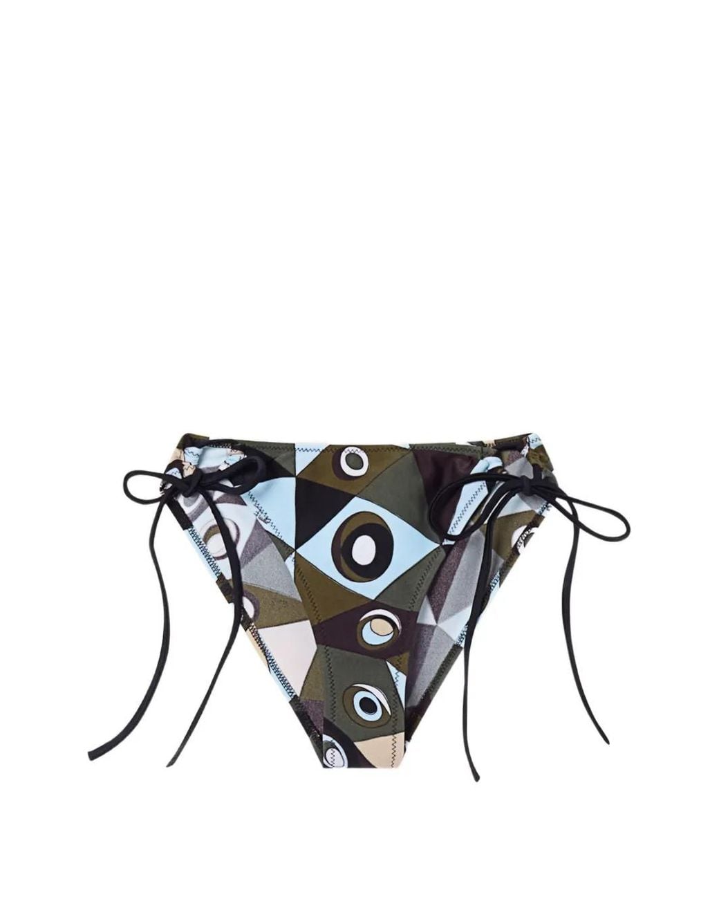 Emilio Pucci White Occhi-Print Adjustable Bikini Bottoms