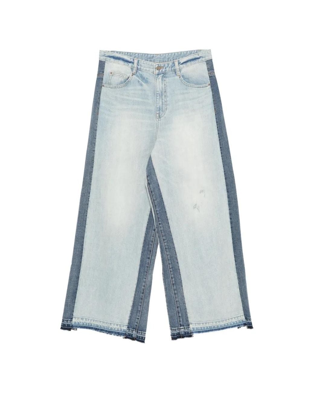 JNBY Blue Colour-Block Wide-Leg Jeans