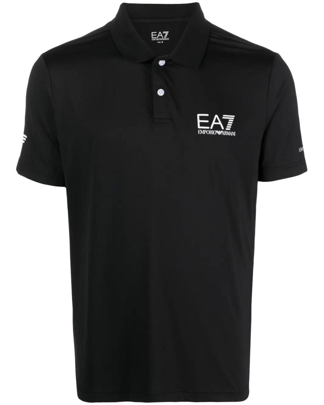 EA7 Black Logo-Print Polo Shirt for men