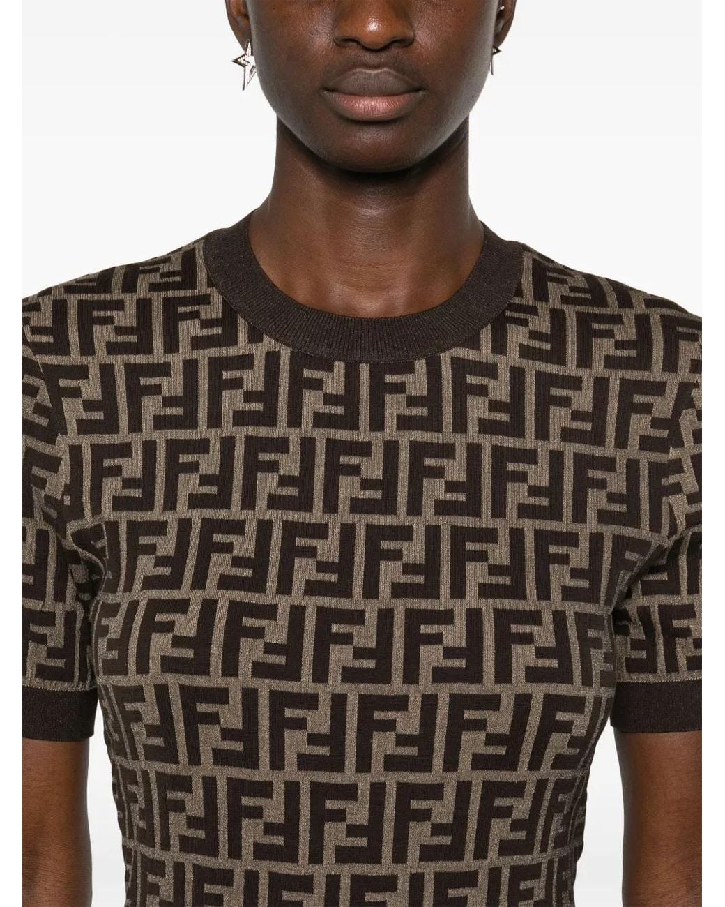 Fendi Gebreide Top Met Ff Patroon in het Brown