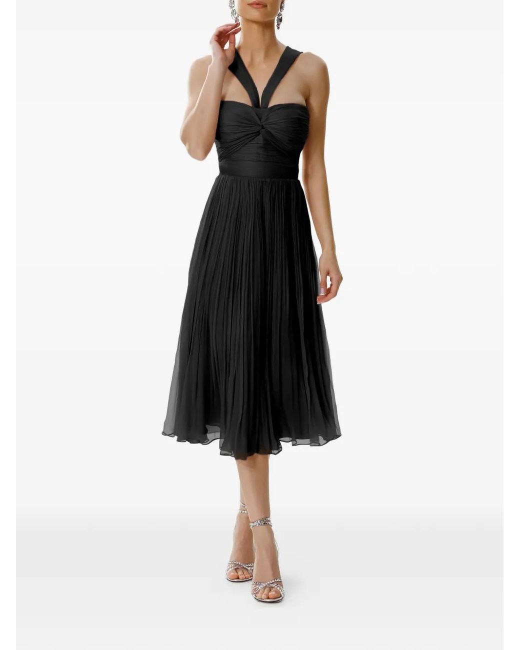 Framboise Black Gaia Sleeveless Silk Midi Dress