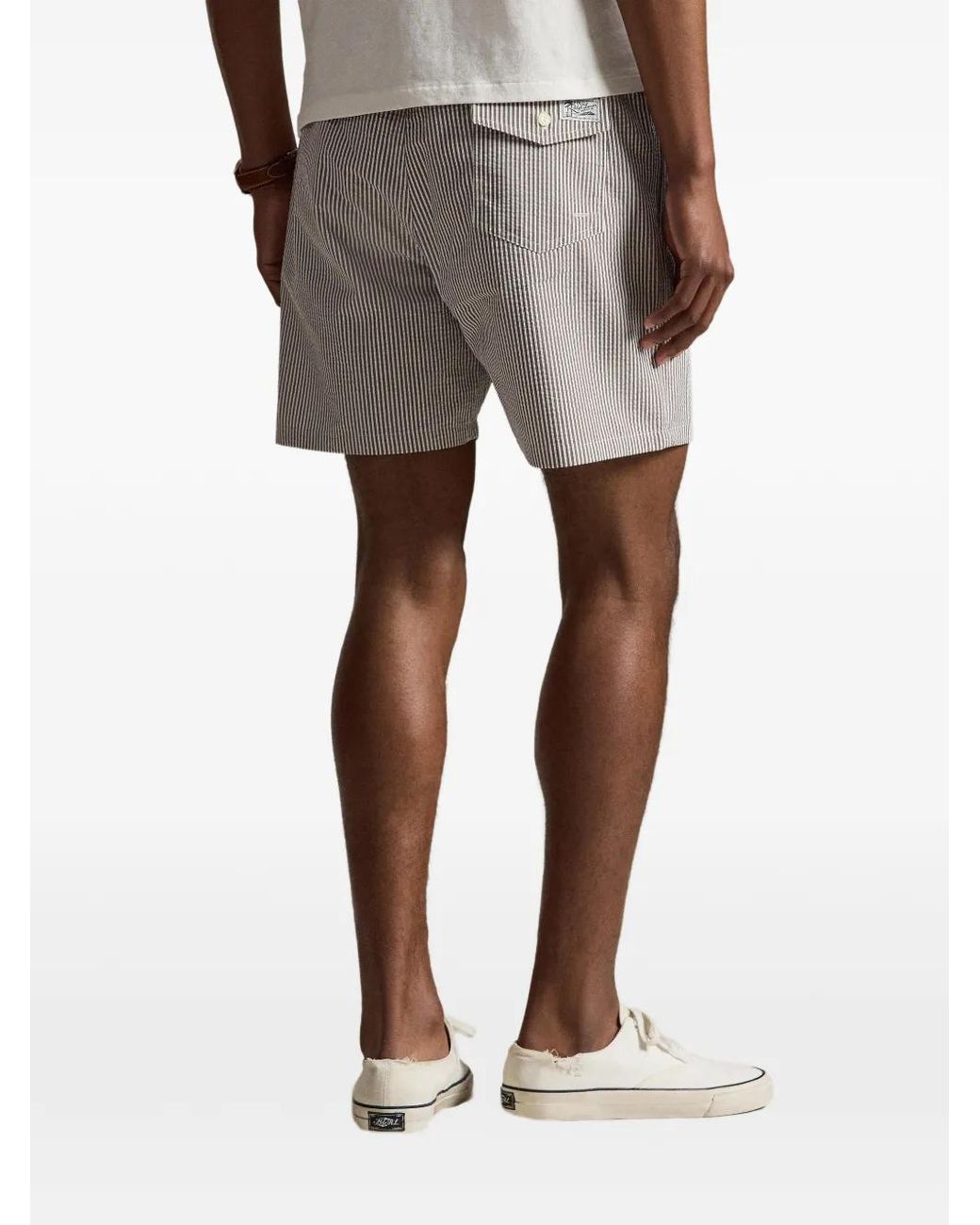 Polo Ralph Lauren Gray Striped-Pattern Swim Shorts for men