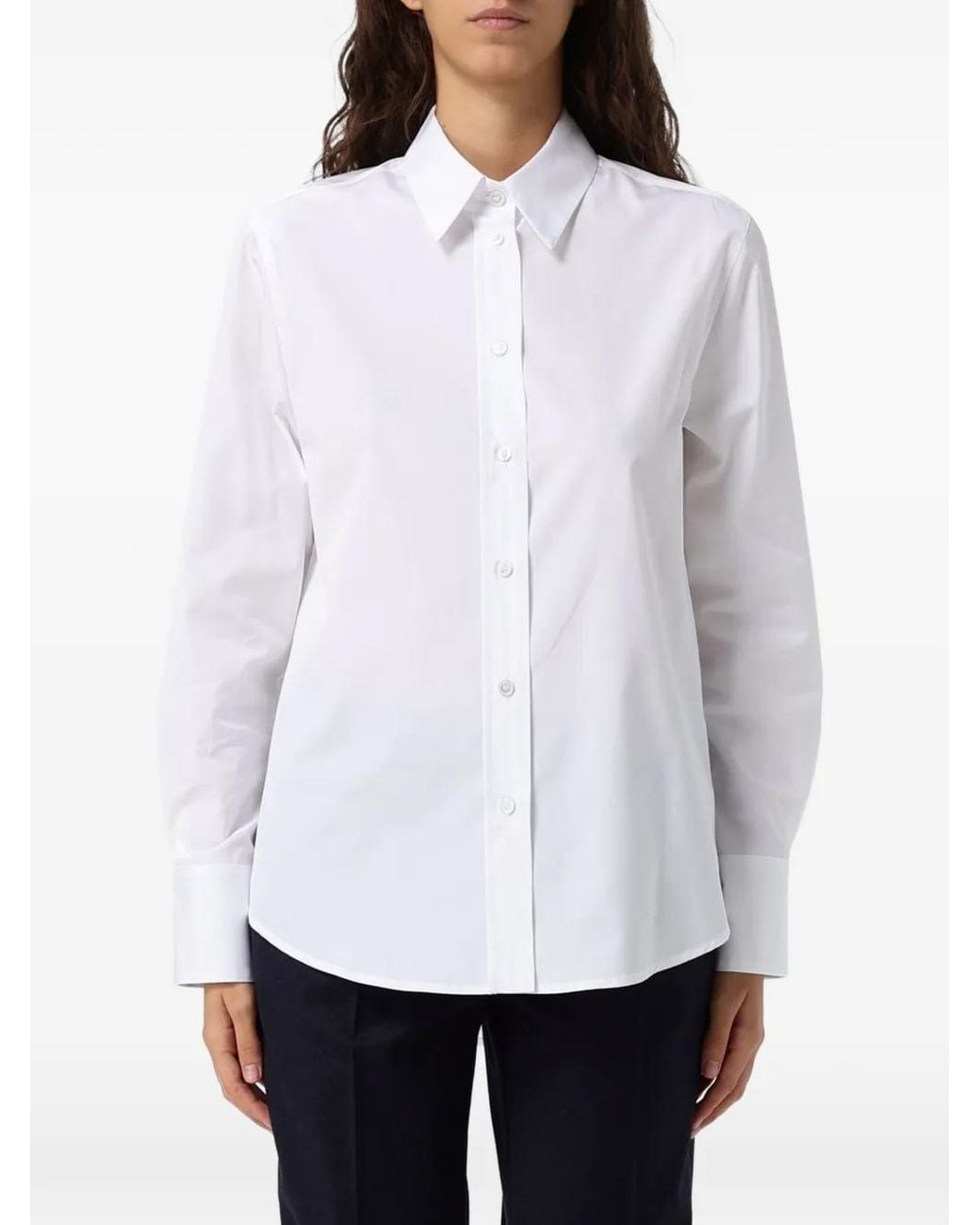 Tela White Long-Sleeve Button-Down Shirt