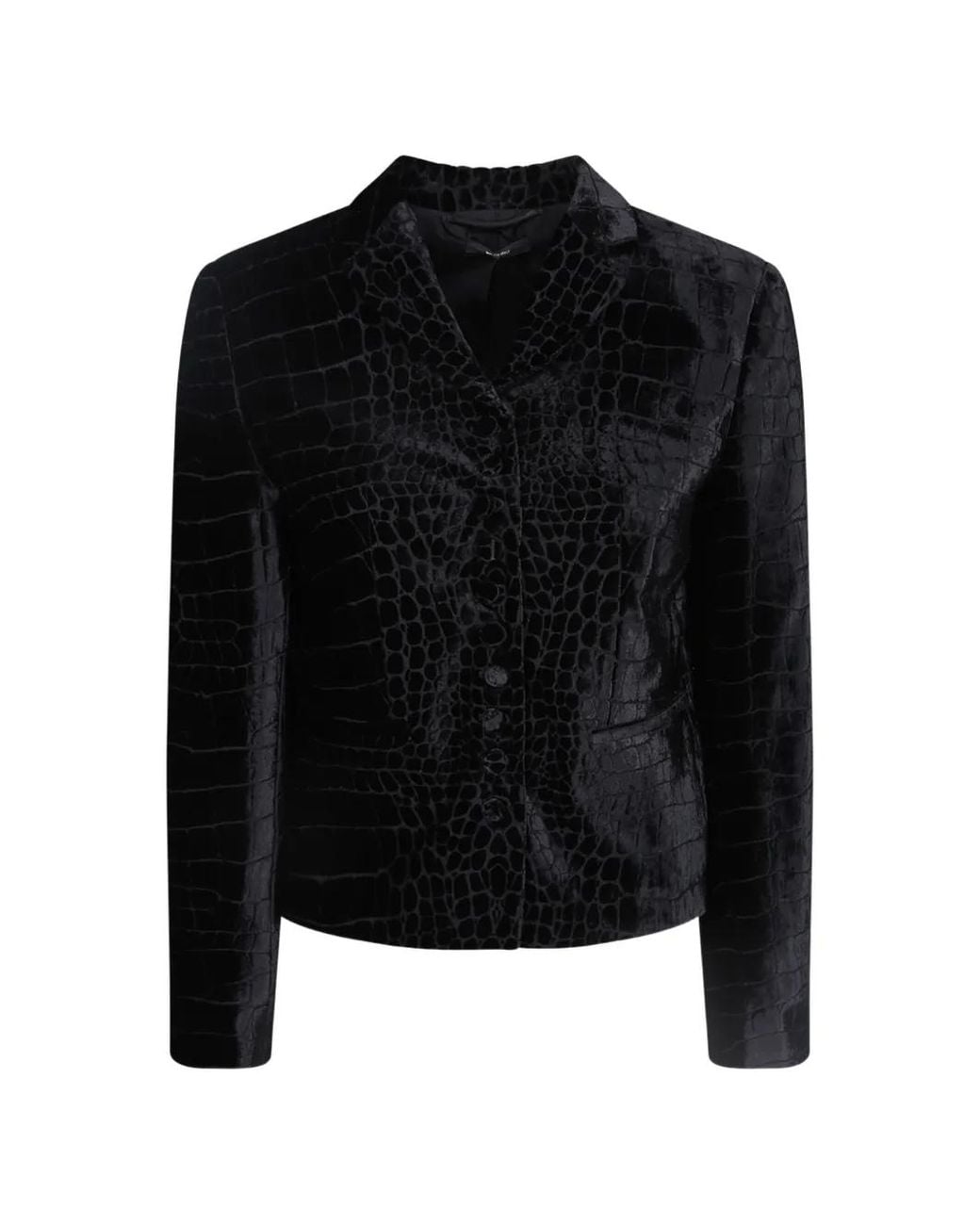 Tom Ford Black Crocodile-Effect Velvet Jacket